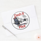 Sticker Rond Dash 8 Pilot (Express USA) (Enveloppe)