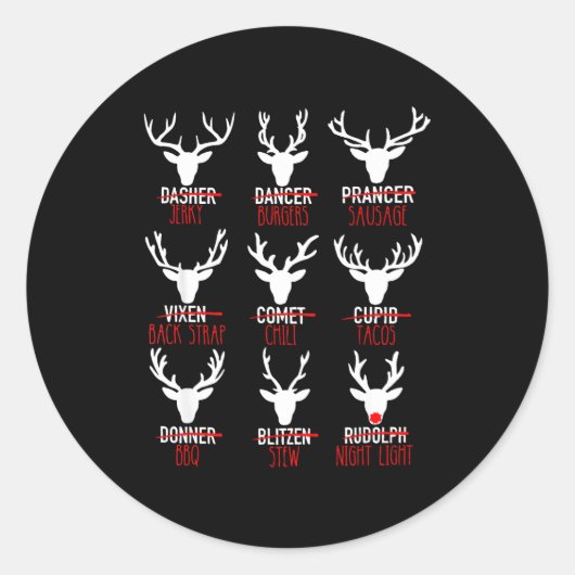 Sticker Rond Dasher Dancer Prancer & Bourbon Noël (Devant)