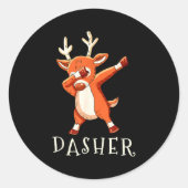 Sticker Rond Dasher Santas Reindeers Family Matching Outfit Chr (Devant)