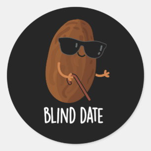 Sticker Rond Date Aveugle Funny Fruit Pun Dark BG