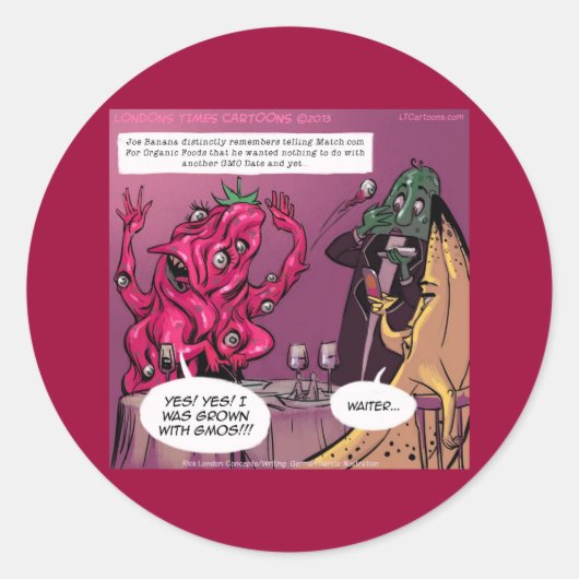 Sticker Rond Date Bio et OGM Drôle (Devant)