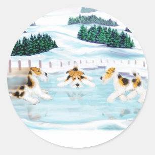 Sticker Rond Date de patinage Terrier Fox Wire