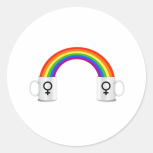 Sticker Rond Date du café arc-en-ciel lesbien