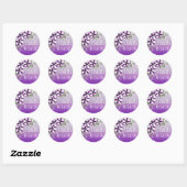 Sticker Rond Date du mariage et initiales Floral Violet Petunia (Feuille)