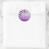 Sticker Rond Date du mariage et initiales Floral Violet Petunia (Sac)