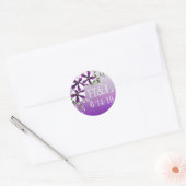 Sticker Rond Date du mariage et initiales Floral Violet Petunia (Enveloppe)