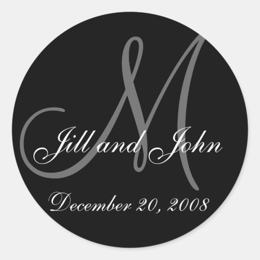 Sticker Rond Date, prénoms et sticleur de monogramme initial (Devant)