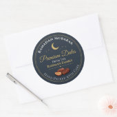 Sticker Rond Dates de Ramadan Célestes Premium Or Navy Élégant (Enveloppe)