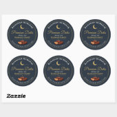 Sticker Rond Dates de Ramadan Célestes Premium Or Navy Élégant (Feuille)
