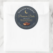 Sticker Rond Dates de Ramadan Célestes Premium Or Navy Élégant (Sac)