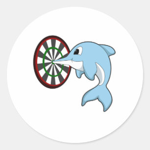 Sticker Rond Dauphin aux fléchettes avec Dartboard