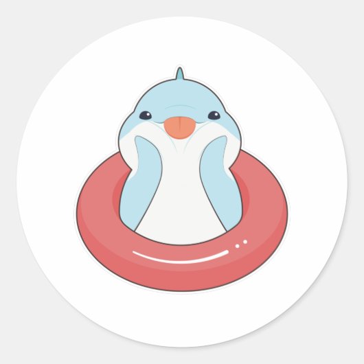Sticker Rond Dauphin avec anneau de natation (Devant)
