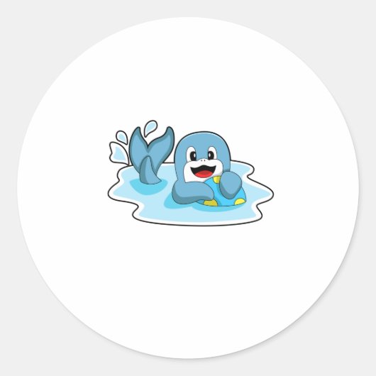 Sticker Rond Dauphin avec water polo (Devant)