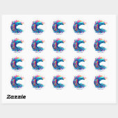 Sticker Rond Dauphin coloré (Feuille)