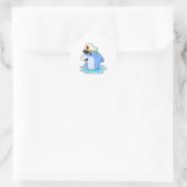 Sticker Rond Dauphin comme capitaine avec Casquette (Sac)