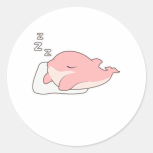 Sticker Rond Dauphin dormant sur Coussin