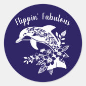 Sticker Rond Dauphin hawaïen Fabulous-Blue (Devant)