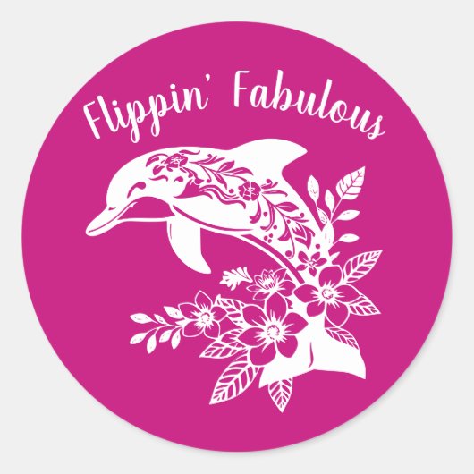 Sticker Rond Dauphin hawaïen Flippin Fabulous-rose (Devant)