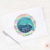 Sticker Rond Dauphin mignon; Baby shower coloré Chevron (Enveloppe)