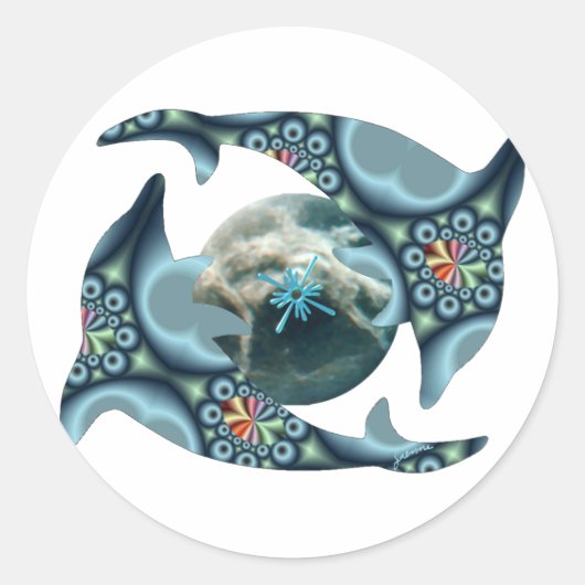 Sticker Rond Dauphins à Dione (Devant)