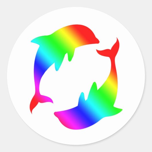 Sticker Rond Dauphins arc-en-ciel (Devant)