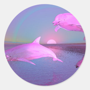 Sticker Rond Dauphins volants Imaginaires d'eau