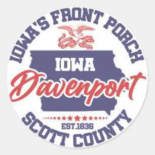 Sticker Rond Davenport, Iowa