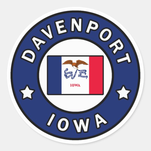 Sticker Rond Davenport Iowa (Devant)