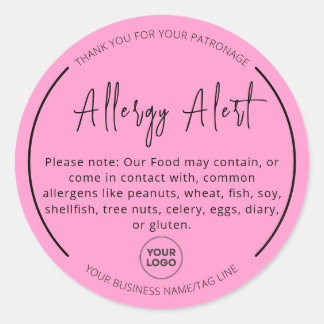 Sticker rond d'avertissement d'allergie rose