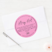 Sticker rond d'avertissement d'allergie rose (Enveloppe)