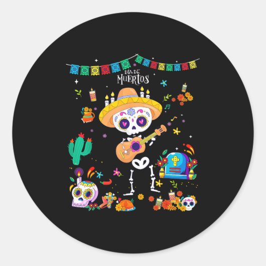 Sticker Rond Day Of The Dead Kids Boys 2025 Dia De Los Muertos (Devant)