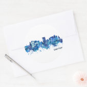 Sticker Rond Dayton Ohio Skyline Blue (Enveloppe)