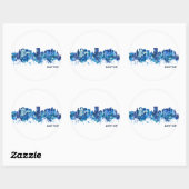 Sticker Rond Dayton Ohio Skyline Blue (Feuille)