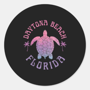 Sticker Rond Daytona Beach Florida Sea Turtle Vacances été