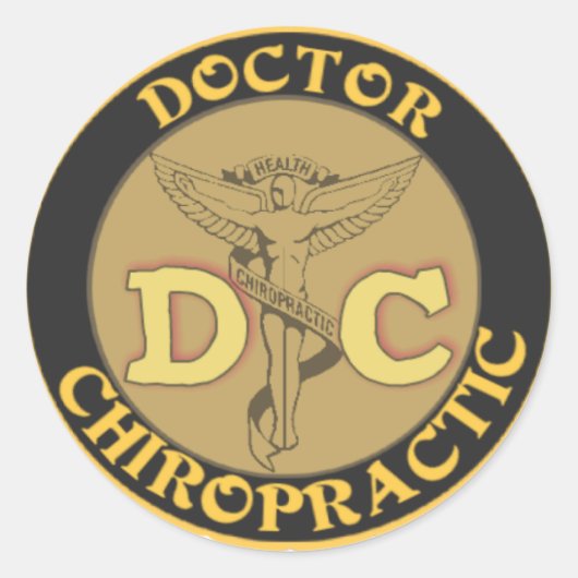STICKER ROND DC LOGO - MÉDECIN CHIROPRACTIQUE CADUCEUS (Devant)
