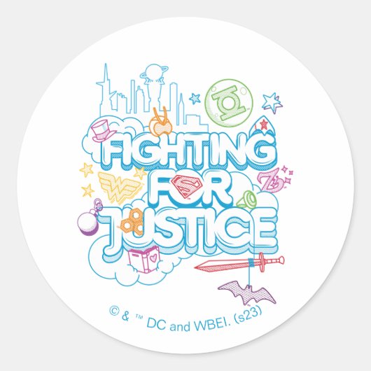Sticker Rond DC Super Hero Girls Fighting For Justice (Devant)