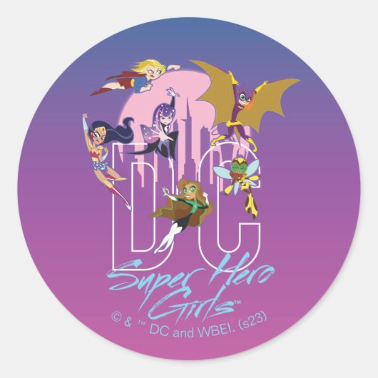 Sticker Rond DC Super Hero Girls Skyline (Devant)