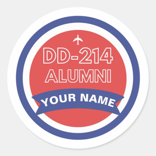 Sticker Rond DD-214 Alumni Retraite personnalisée de la force a (Devant)