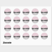 Sticker rond de 1,5 po gris et rose (Feuille)