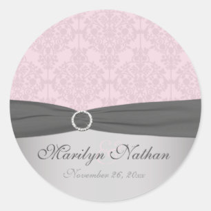 Sticker rond de 1,5 po gris et rose
