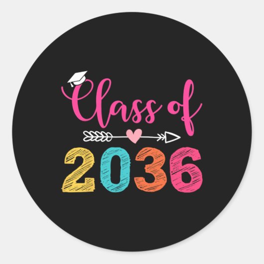 Sticker Rond De 2036 Augmenter Avec Moi Graduation (Devant)