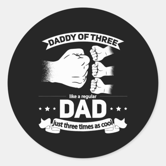 Sticker Rond De 3 - Cool Papa De Trois Fêtes des pères Papa De  (Devant)