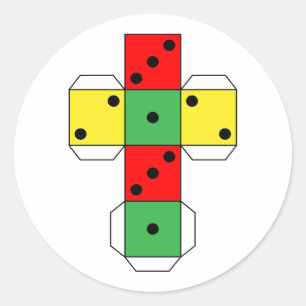 Sticker Rond dé à découpe imprimable Chiffre de dessin Coul