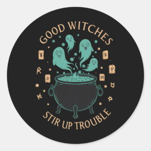 Sticker Rond De Bonnes Sorcières Remédient Aux Problèmes Hallow