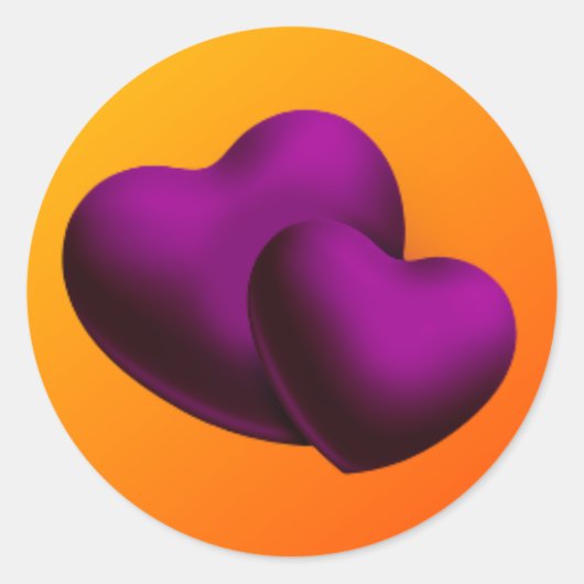 Sticker rond de coeur violet (Devant)