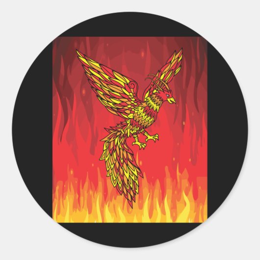 Sticker Rond De Feu Et Flames Phoenix Bird (Devant)