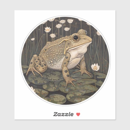 Sticker rond de grenouille (Feuille)