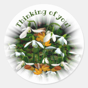 Sticker Rond De Jolies chutes De Neige Blanches Pensant À Vous