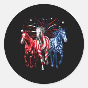 Sticker Rond De Juillet Amateurs De Cheval Rouge Blanc Et Bleu