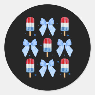 Sticker Rond De Juillet Mignonne Popsicle Bows Patriotique Femm